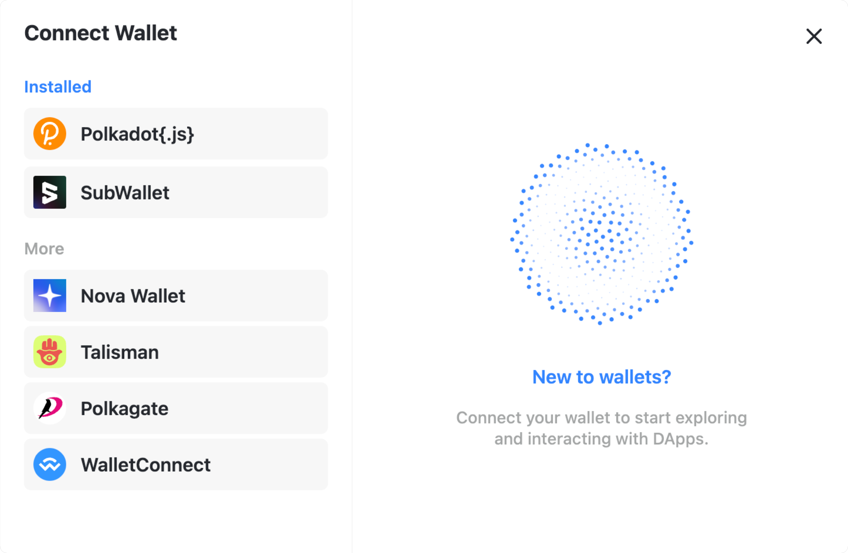 LunoKit Wallet Connection Interface